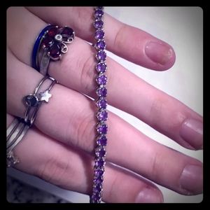 Sterling silver bracelet with real amethyst gems
